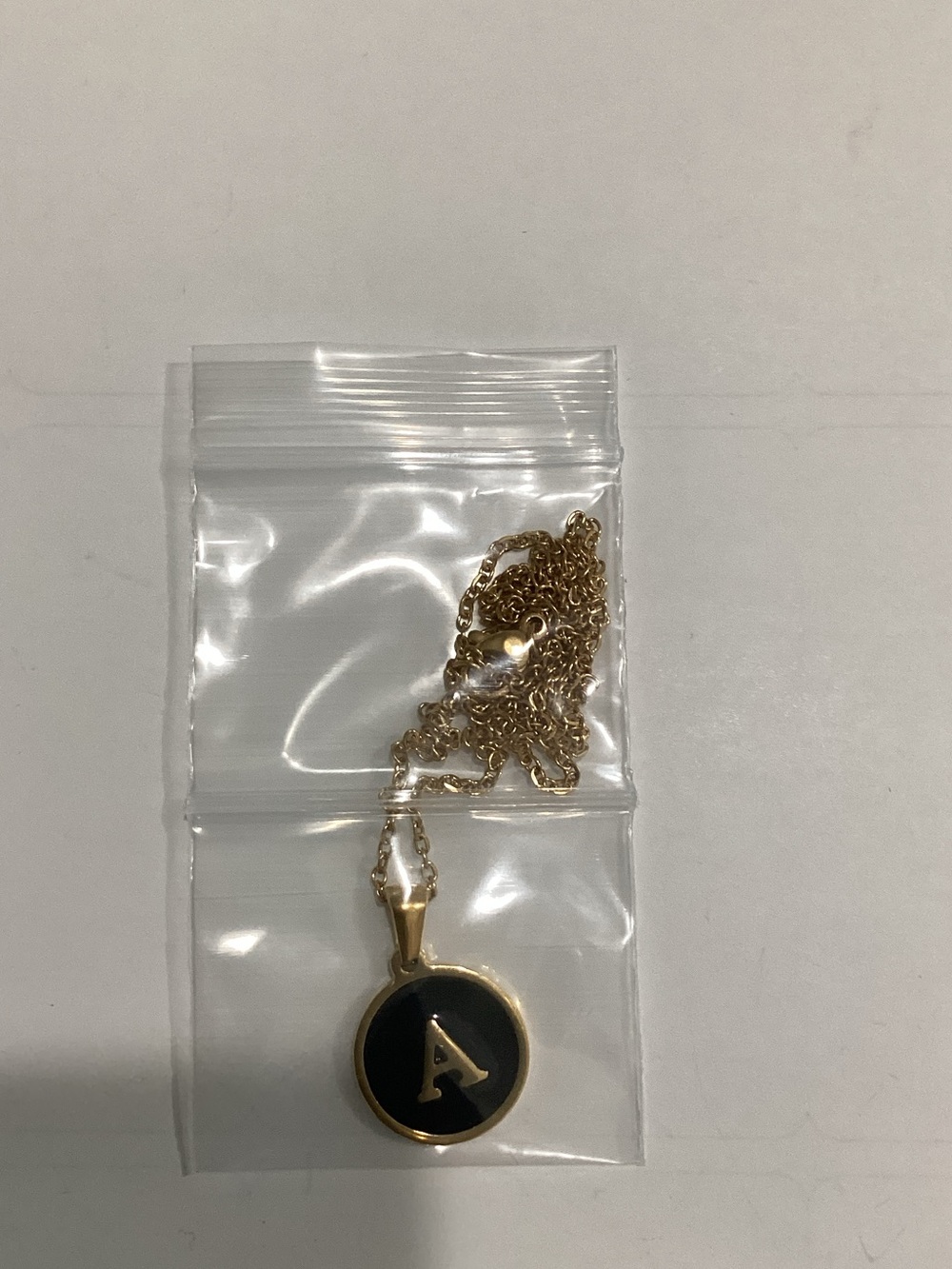 Gold‎ Letter A Pendant Necklace with Black Enamel